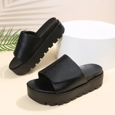 Summer Women Casual Plus Size Thick-Soled Velcro Slippers