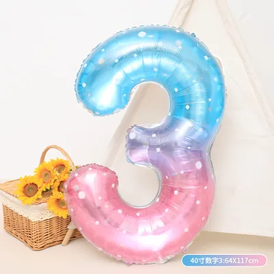 40 Inch Dream Starry Sky Gradient 0-9 Aluminum Film Digital Balloon Birthday Party Venue Decoration
