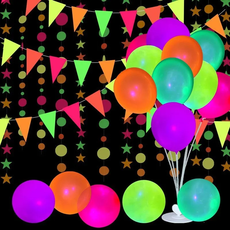 12 Inch 2.8G Neon Multicolor Luminous Balloon Party Decoration 100-Bag