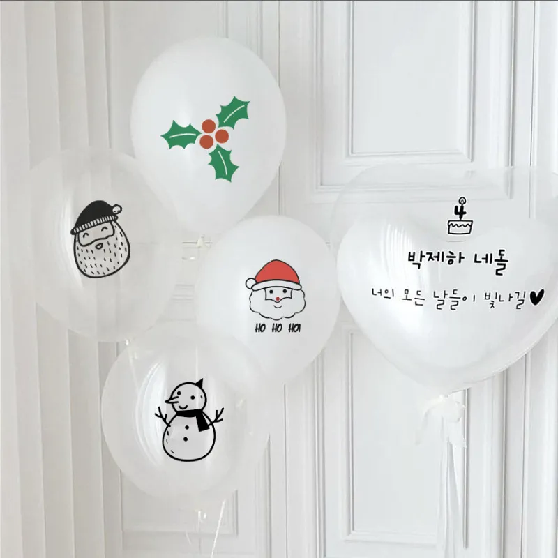 12 Inch Letter Elk Print Transparent Latex Balloon Holiday Party Decoration 10 Packs