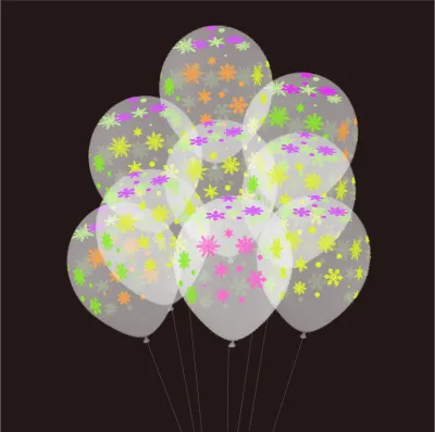 12 Inch 2.8G Transparent Fluorescent Snowflake Balloon Party Venue Decoration 10-Bag