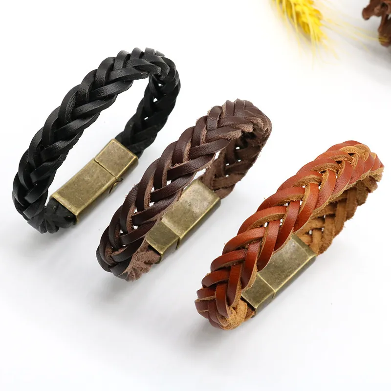 Creative Retro Woven Alloy Magnetic Buckle Bracelet