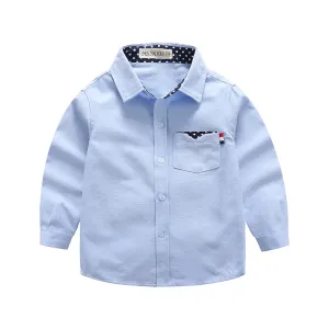 Kids Toddler Boys Casual Polka Dot Print Long Sleeve Lapel Cotton Shirt