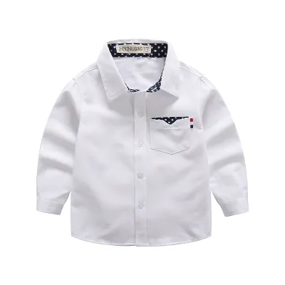 Kids Toddler Boys Casual Polka Dot Print Long Sleeve Lapel Cotton Shirt