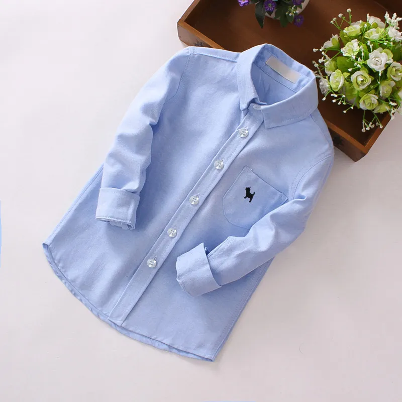 Kids Toddler Boys Casual Solid Color Long Sleeve Lapel Cotton Shirt