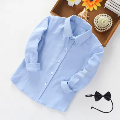 Kids Toddler Boys Casual Cotton Long Sleeve Lapel Shirt Solid Color