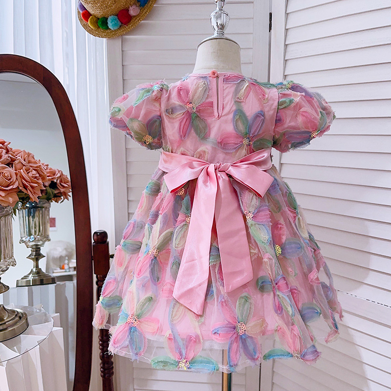 Wholesale Kids Toddler Girls Summer Cute Floral Short Sleeve