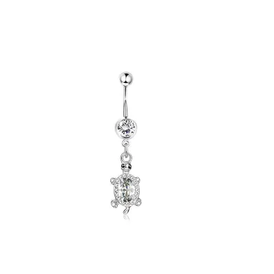 Women Fashion Stainless Steel Butterfly Heart Rhinestone Navel Ring Body Piercing Jewelry