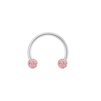 Women Fashion Double Heart Butterfly Rhinestone Stainless Steel Lip Ring Body Piercing Jewelry