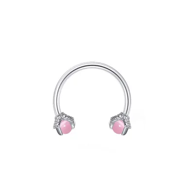 Women Fashion Double Heart Butterfly Rhinestone Stainless Steel Lip Ring Body Piercing Jewelry