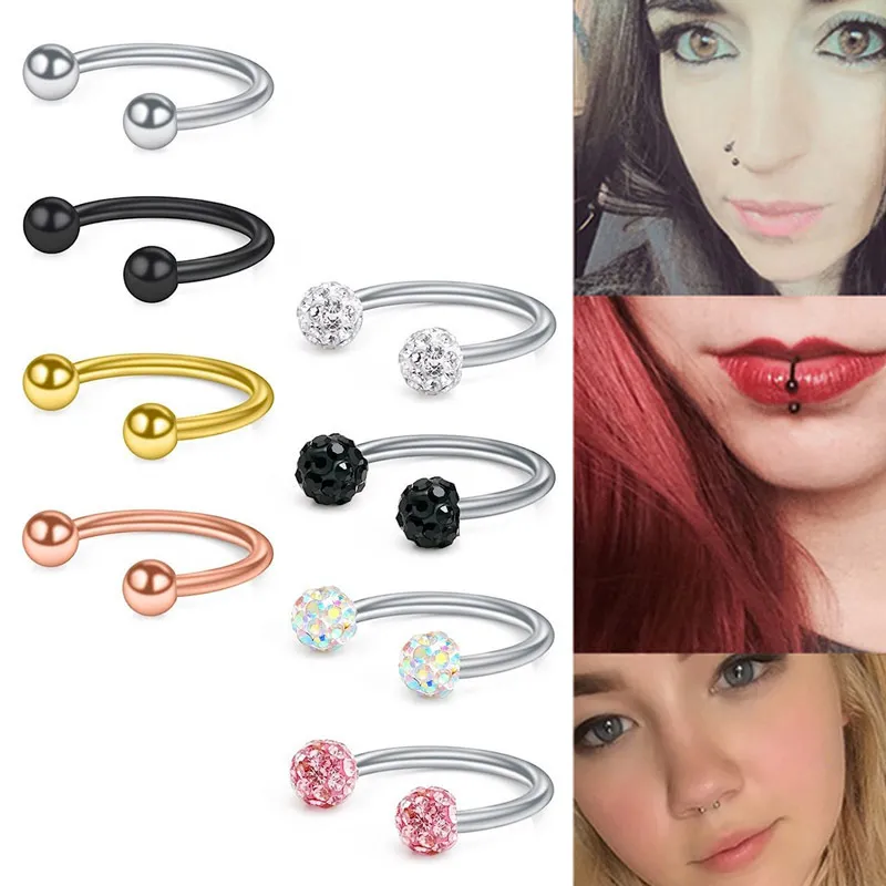 Women Fashion Stainless Steel C-Type Lip Ring Horseshoe Body Piercing Jewelry