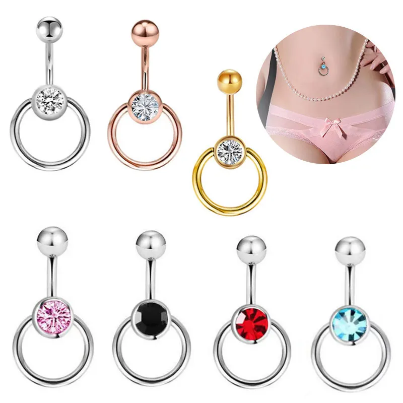 Women Fashion Stainless Steel Belly Button Ring Body Piercing Jewelry