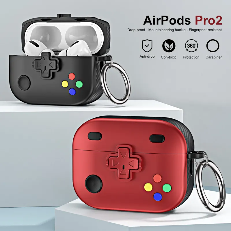 Simple Fashion Creative Game Button Apple Earphone Protective Case TPU PC Frosted All-Inclusive Portable