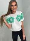 Green Flowers On White Background