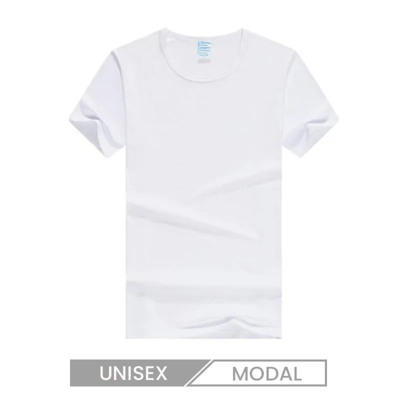 Unisex Modal T-Shirt Crew Neck Short Sleeve Solid Color