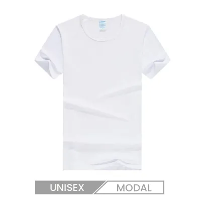 Unisex Modal T-Shirt Crew Neck Short Sleeve Solid Color