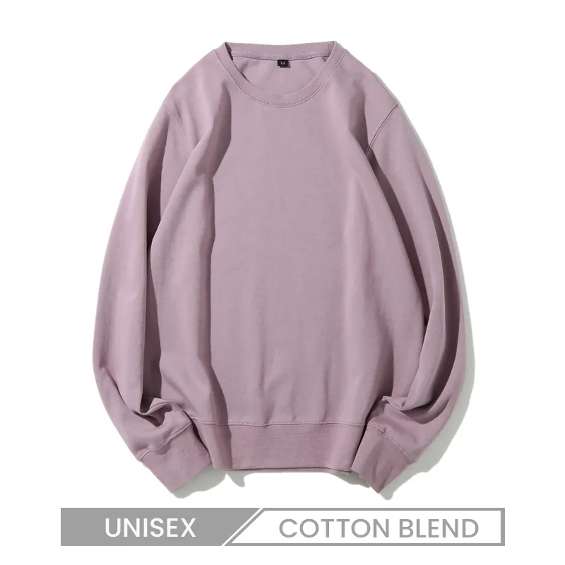 Custom Logo 300g Unisex Casual Solid Color Pullover Crewneck Sweatshirt