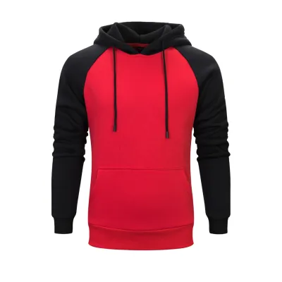 Men Casual Contrast Fleece Pullover Hoodie Custom