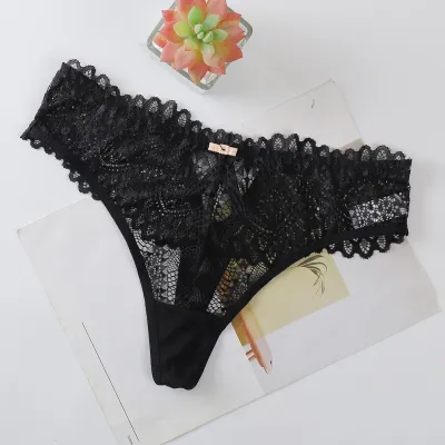 Women Sexy Lace Hollow Cross Belt Low Rise Panties