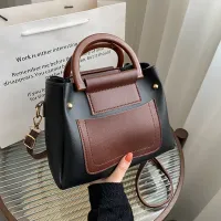 Women'S Vintage Contrast Large-Capacity Handbag