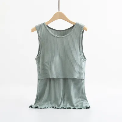 Maternity Sling Style Sleeveless Breastfeeding Top - Modal Fabric, Solid Color, Japanese Korean Leisure