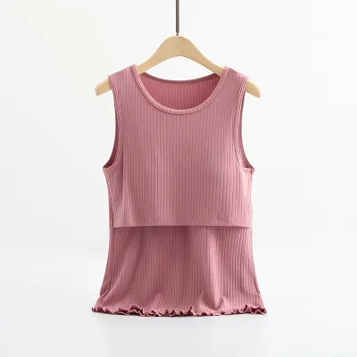 Maternity Sling Style Sleeveless Breastfeeding Top - Modal Fabric, Solid Color, Japanese Korean Leisure