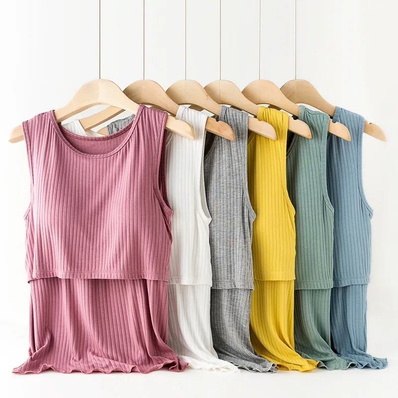 Maternity Sling Style Sleeveless Breastfeeding Top - Modal Fabric, Solid Color, Japanese Korean Leisure