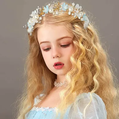 Kids Girls Cute Sweet Princess Pearl Flower Garment Headwear