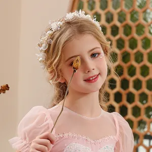 Kids Girls Cute Sweet Princess Pearl Flower Garment Headwear
