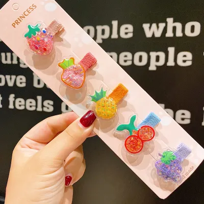 Kids Girls Cute Sweet Candy Color Cartoon Bow Hairpin Side Clip Plastic Resin Children Accessories