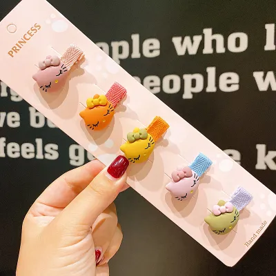 Kids Girls Cute Sweet Candy Color Cartoon Bow Hairpin Side Clip Plastic Resin Children Accessories
