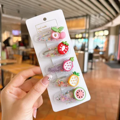 Kids Girls Cute Sweet Candy Color Cartoon Bow Hairpin Side Clip Plastic Resin Children Accessories