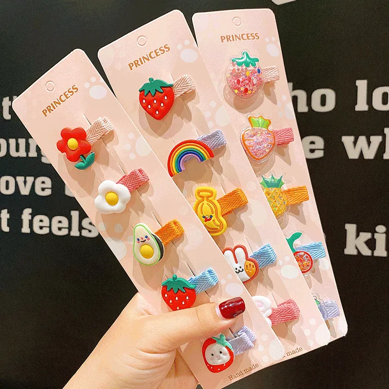 Kids Girls Cute Sweet Candy Color Cartoon Bow Hairpin Side Clip Plastic Resin Children Accessories