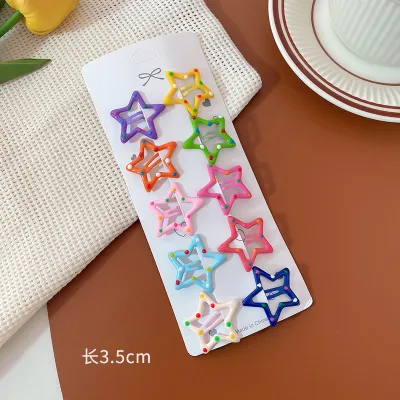 Kids Girls Cute Sweet Candy Color Heart Butterfly Five-Pointed Star Alloy Hairpin BB Clip