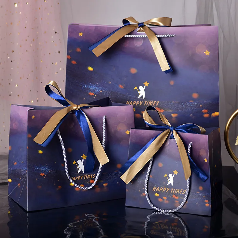 Simple Creative Star Bow Gift Paper Bag Shopping Bag