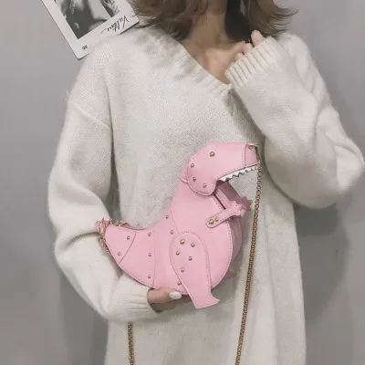 Women Cartoon Creative Shaped 3D Dinosaur Chain Crossbody Bag