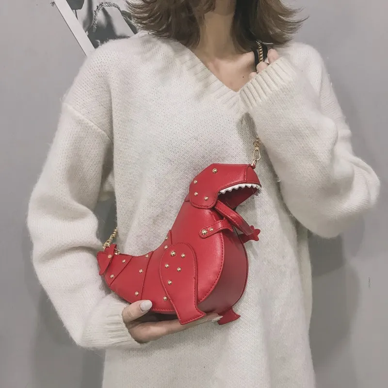 Women Cartoon Creative Shaped 3D Dinosaur Chain Crossbody Bag