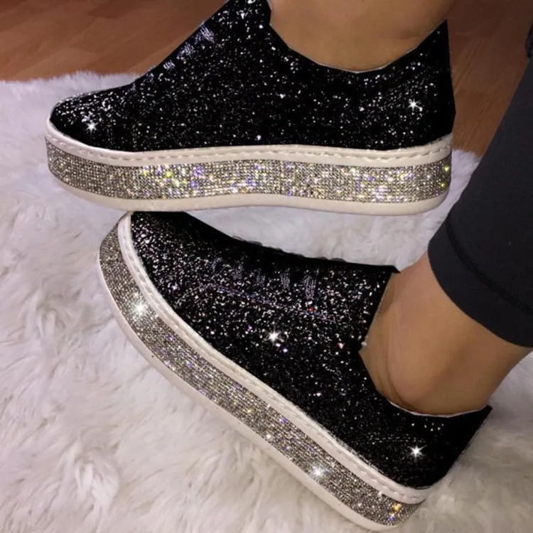 Women's Plus Size Fashion Glossy Platform Lace-Up Sneakers