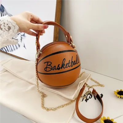 Women Creative Chain Design Solid Color Crossbody Bag Basketball