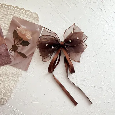 Women Fashion Three-Layer Bow Mesh Ribbon Princess Hair Clip