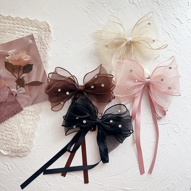 Women Fashion Three-Layer Bow Mesh Ribbon Princess Hair Clip