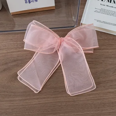 Women Fashion Sweet Mesh Bow Spring Hairpin