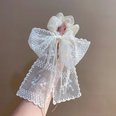 Women Fashion Simple Lace Bow Ribbon Large Hair Ring