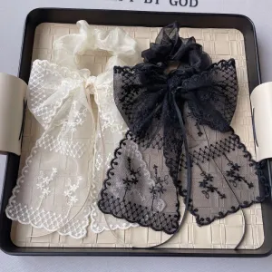 Women Fashion Simple Lace Bow Ribbon Large Hair Ring
