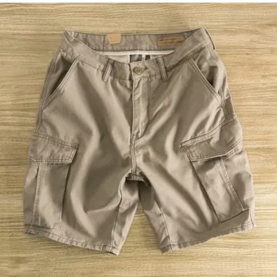 Men Casual Sport Solid Plus Size Straight Cargo Shorts