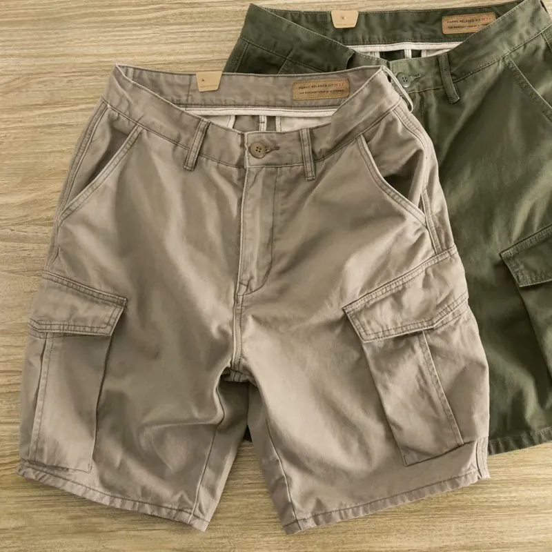 Men Casual Sport Solid Plus Size Straight Cargo Shorts