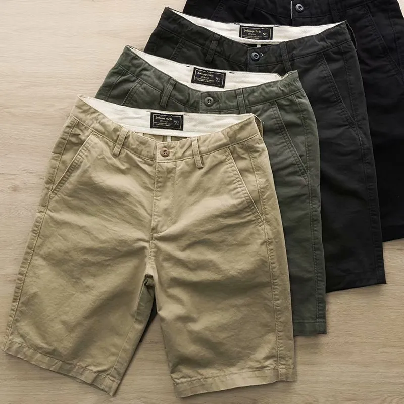 Men Casual Plus Size Straight Cargo Shorts with Button Trim