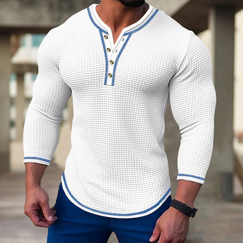 ZITY Long Sleeve Henley Shirts for Men Casual Waffle Thermal