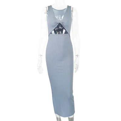 Summer Fashion Women Sexy Kink Side-Slit Slim Elegant Backless Dress