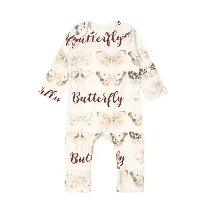 Baby Boys Girls Cute Cartoon Print Long Sleeve Round Neck Romper Cotton Knitted 0-3T